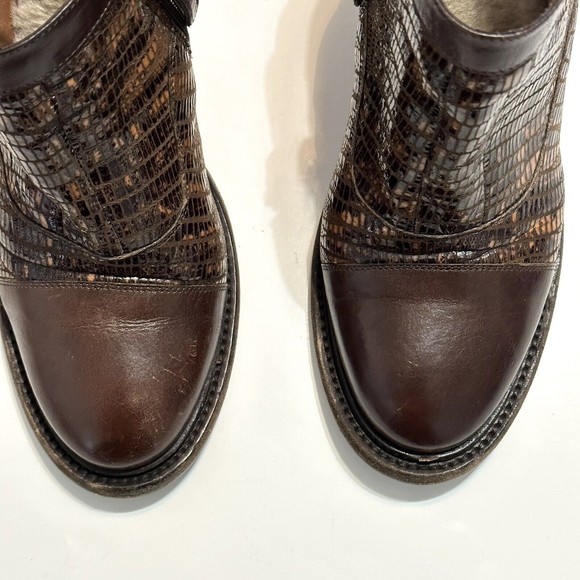 Ugg Collection Women Size 9 Giacinta Brown Ankle Boots Snake Skin Made In Italy - Picture 11 of 16